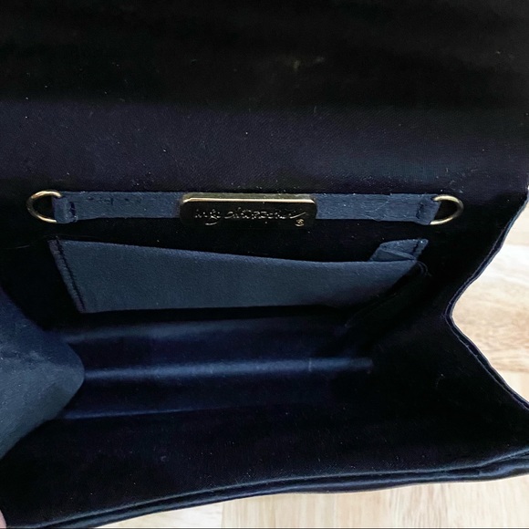 INGE CHRISTOPHER Black Silk Satin Evening Bag with Heart Bling Rhinestone - Picture 5 of 13